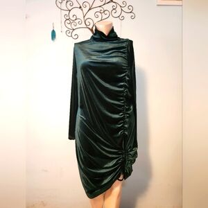 Forest green velvet- like dress
